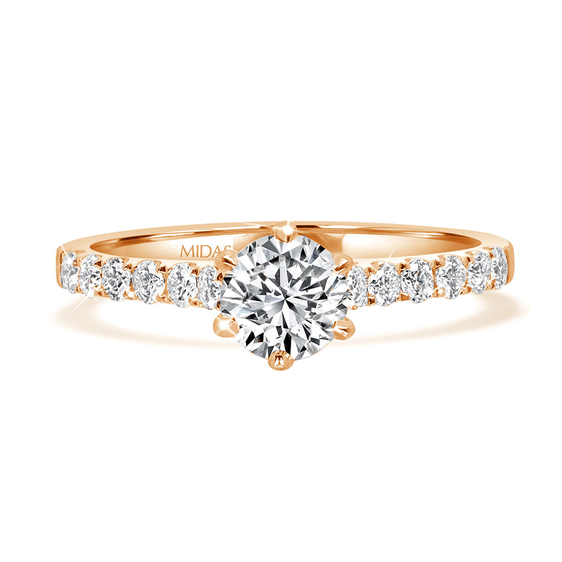 LG Round Brilliant Cut Solitaire with Pavé Diamond Shoulders Engagement Ring