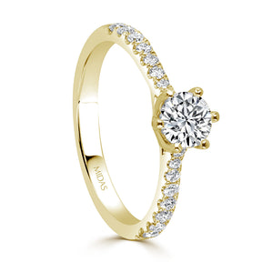 LG Round Brilliant Cut Solitaire with Pavé Diamond Shoulders Engagement Ring