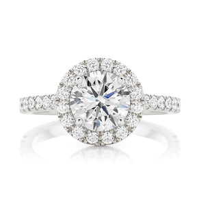 Round Brilliant with Claw Set Halo Engagement Ring