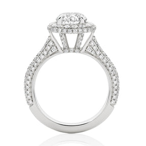 LG Round Brilliant with Micro Pavé Domed Halo and Shoulders Engagement Ring