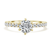 LG Round Brilliant Cut with Six Claw Setting and Pavé Diamond Band Engagement Ring