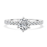 LG Round Brilliant Cut with Six Claw Setting and Pavé Diamond Band Engagement Ring