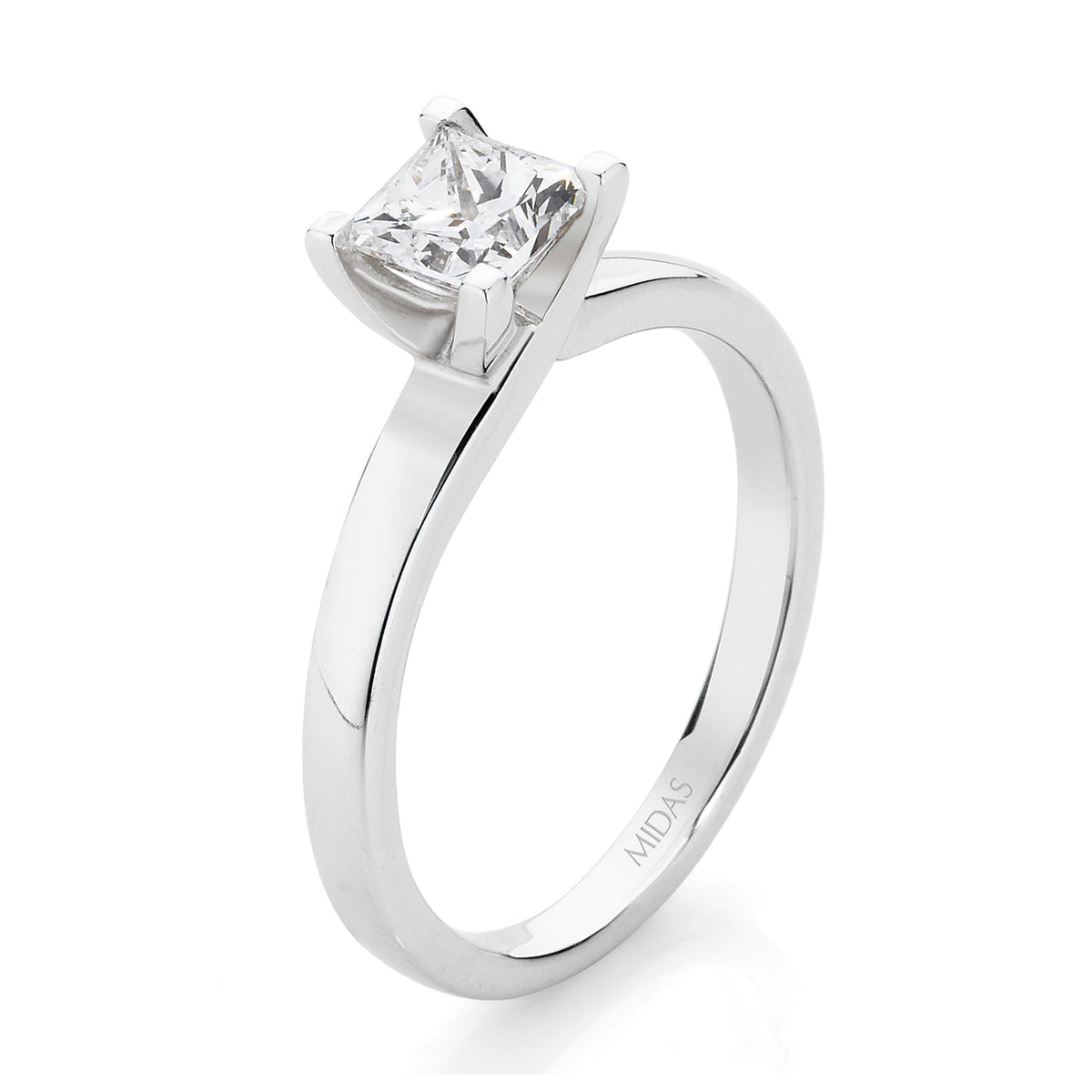 LG Princess Cut Solitaire with Four Claw Setting Diamond Engagement Ring