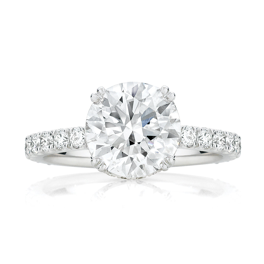 LG Round Brilliant Cut with a Cut Claw Diamond Band Engagement Ring