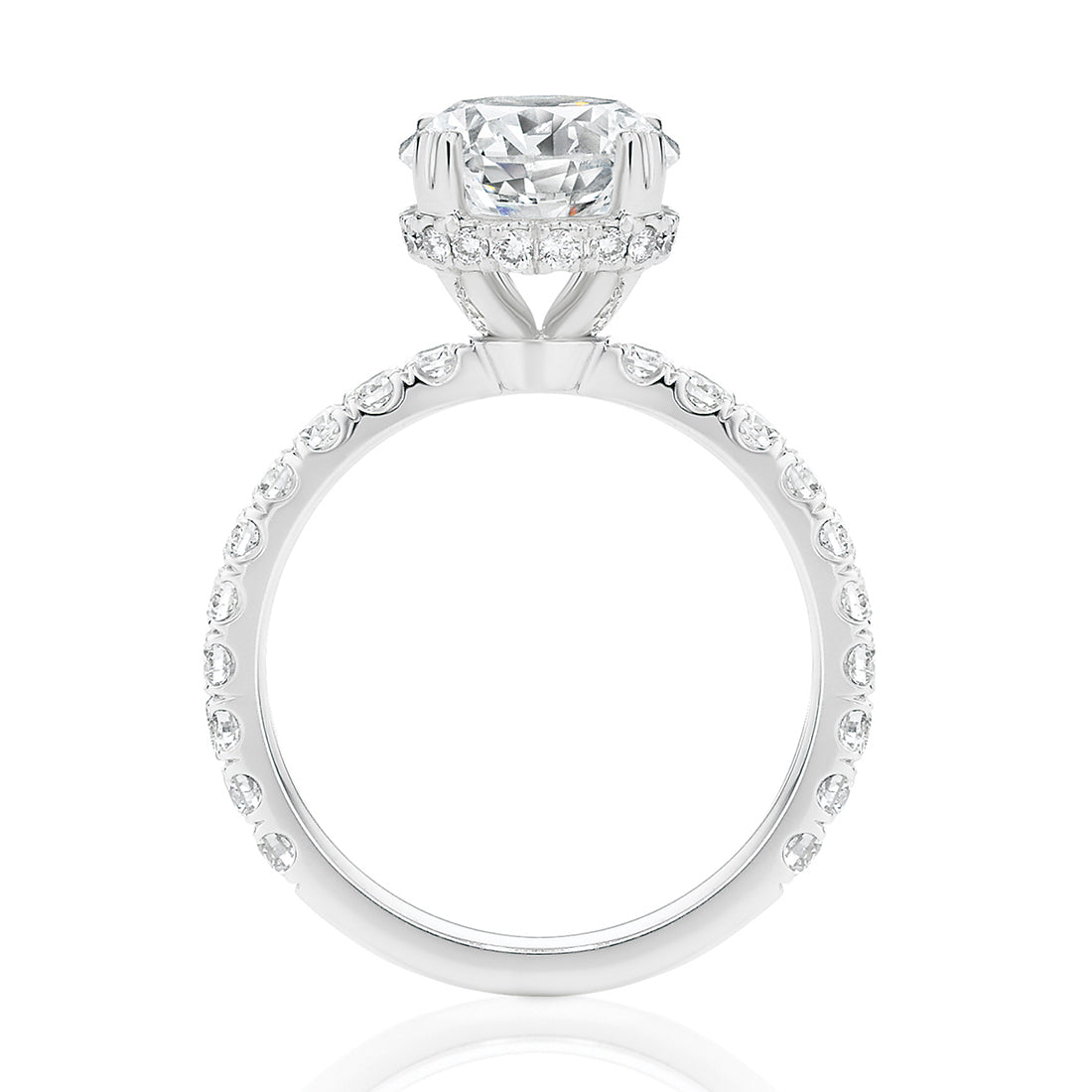 LG Round Brilliant Cut with a Cut Claw Diamond Band Engagement Ring