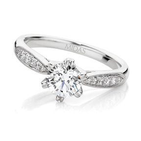 LG Milgrain Edge Tapered Solitaire Engagement Ring