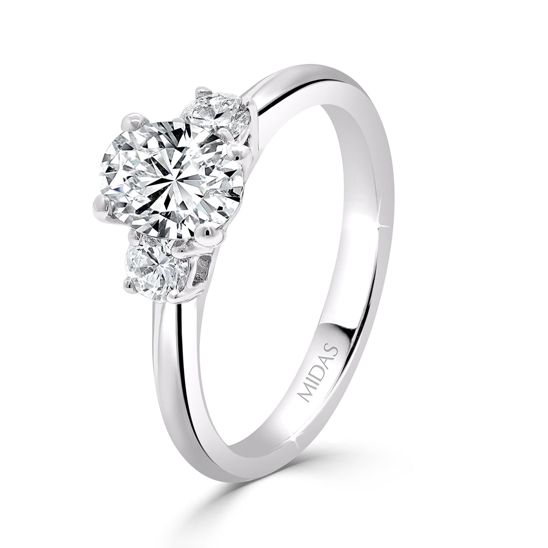 LG Trilogy Oval  Engagement Ring with Round Cut Diamonds