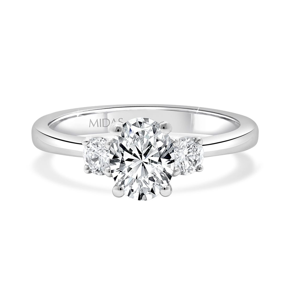 LG Trilogy Oval  Engagement Ring with Round Cut Diamonds