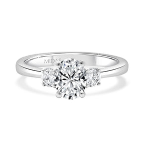 LG Oval and Round Cut Trilogy Diamond Engagement Ring