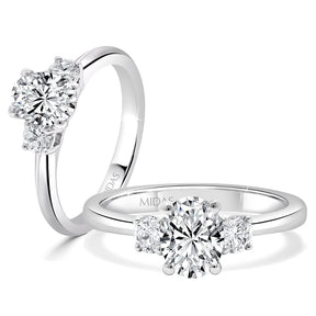 LG Oval and Round Cut Trilogy Diamond Engagement Ring