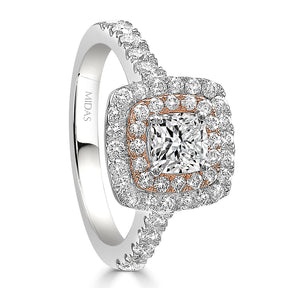 LG Modern Double Halo Cushion Cut Engagement Ring