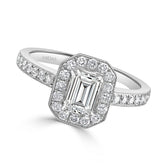 LG Emerald Cut Halo Pavé Diamond Engagement Ring