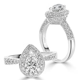 LG Pear Cut Vintage Halo with Milgrain Diamond Engagement Ring