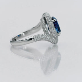Enchanted Sapphire and Diamond Pavè Halo Ring