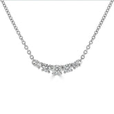Round Brilliant Diamond Curved Bar Pendant Necklace