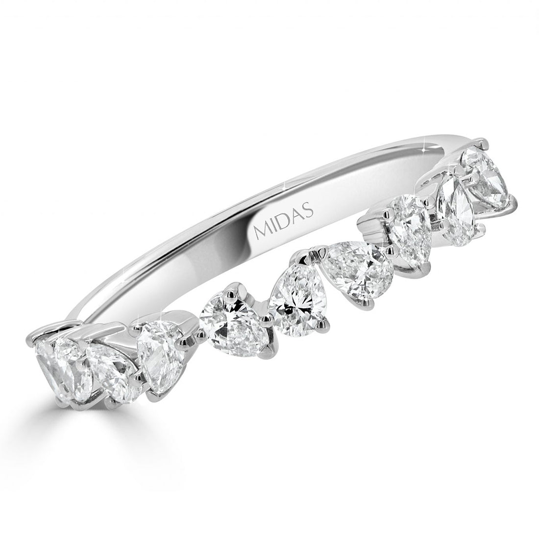 Pear Cut Diamond Scalloped Wedding Band