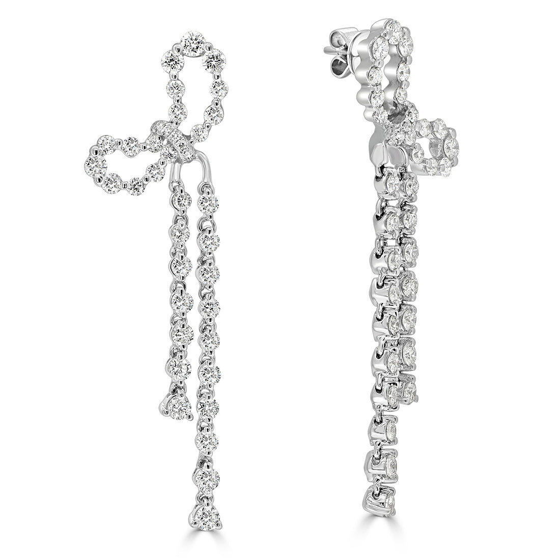 Bow Shape Round Diamond Earrings