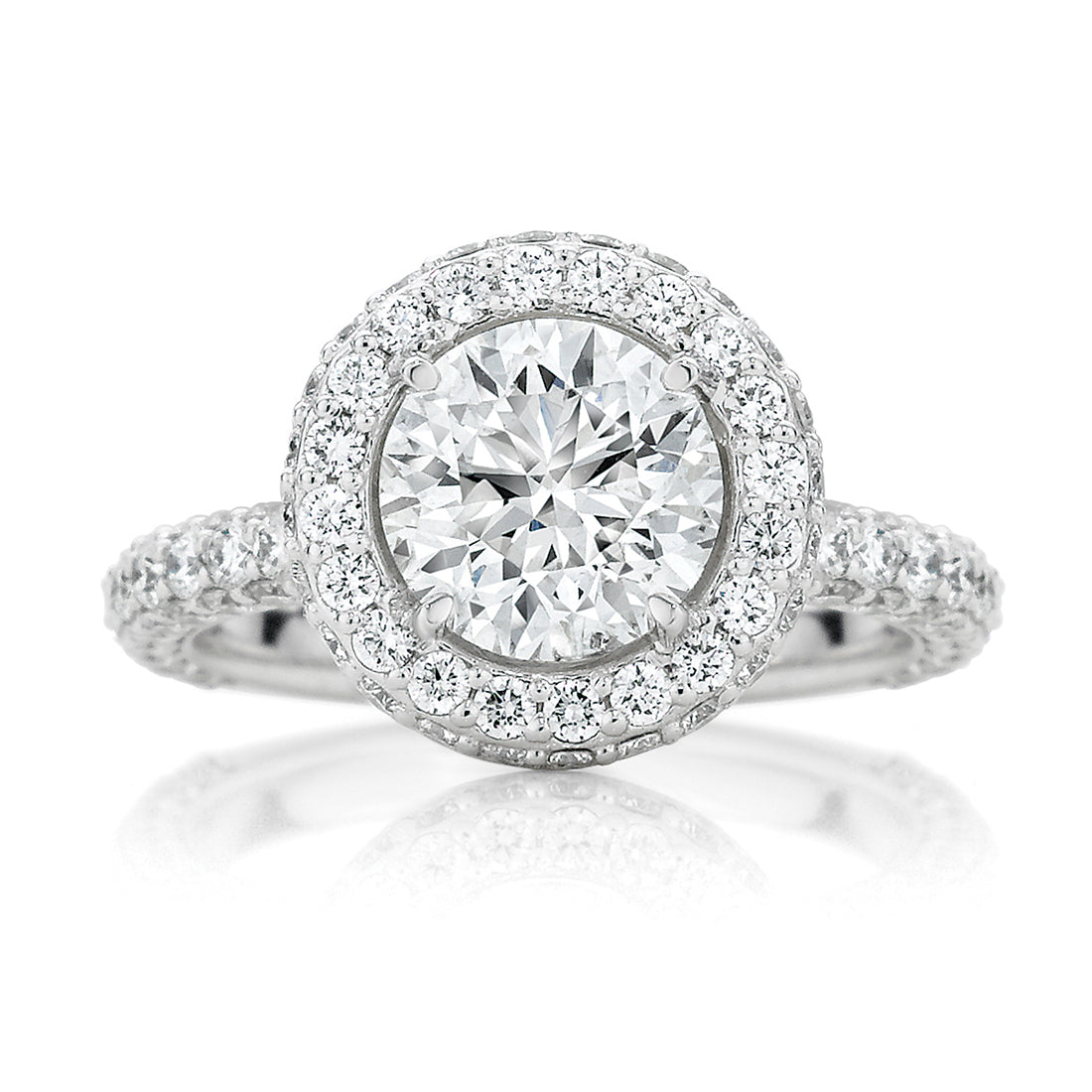 Brilliant Cut Engagement Ring with Domed Micro Pavé Halo