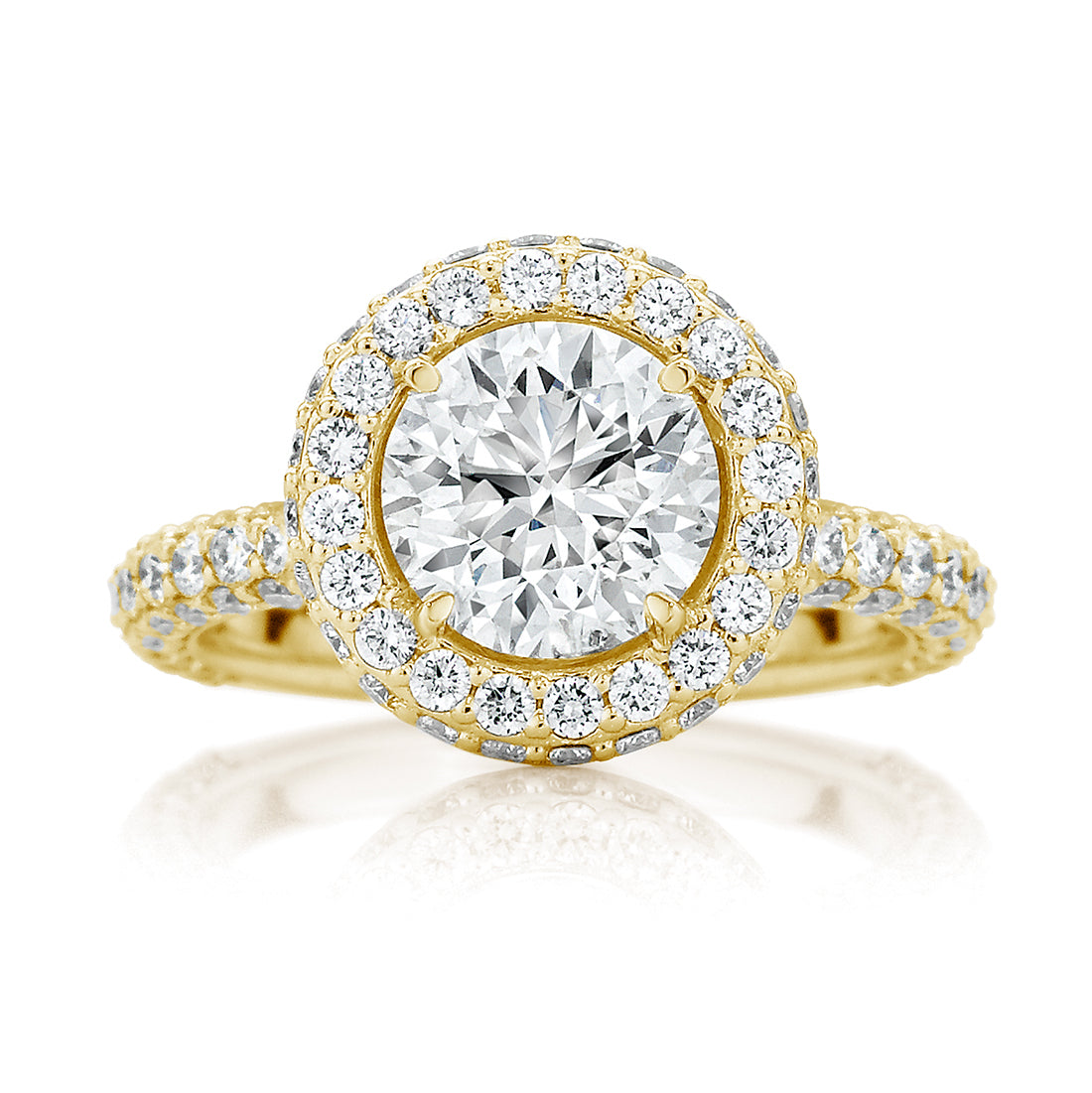 Brilliant Cut Engagement Ring with Domed Micro Pavé Halo