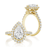 Pear Cut Halo with Pavé Band Diamond Engagement Ring
