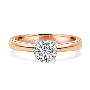 Radiant Round Solitaire Natural Diamond Engagement Ring