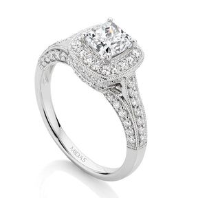 Cushion Cut Pavé Halo Engagement Ring