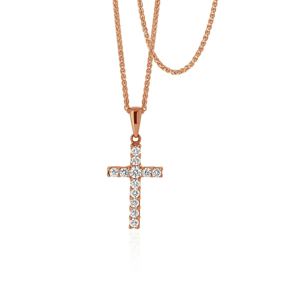 Dainty Gold Cross Pendant with Mixed Round Diamonds