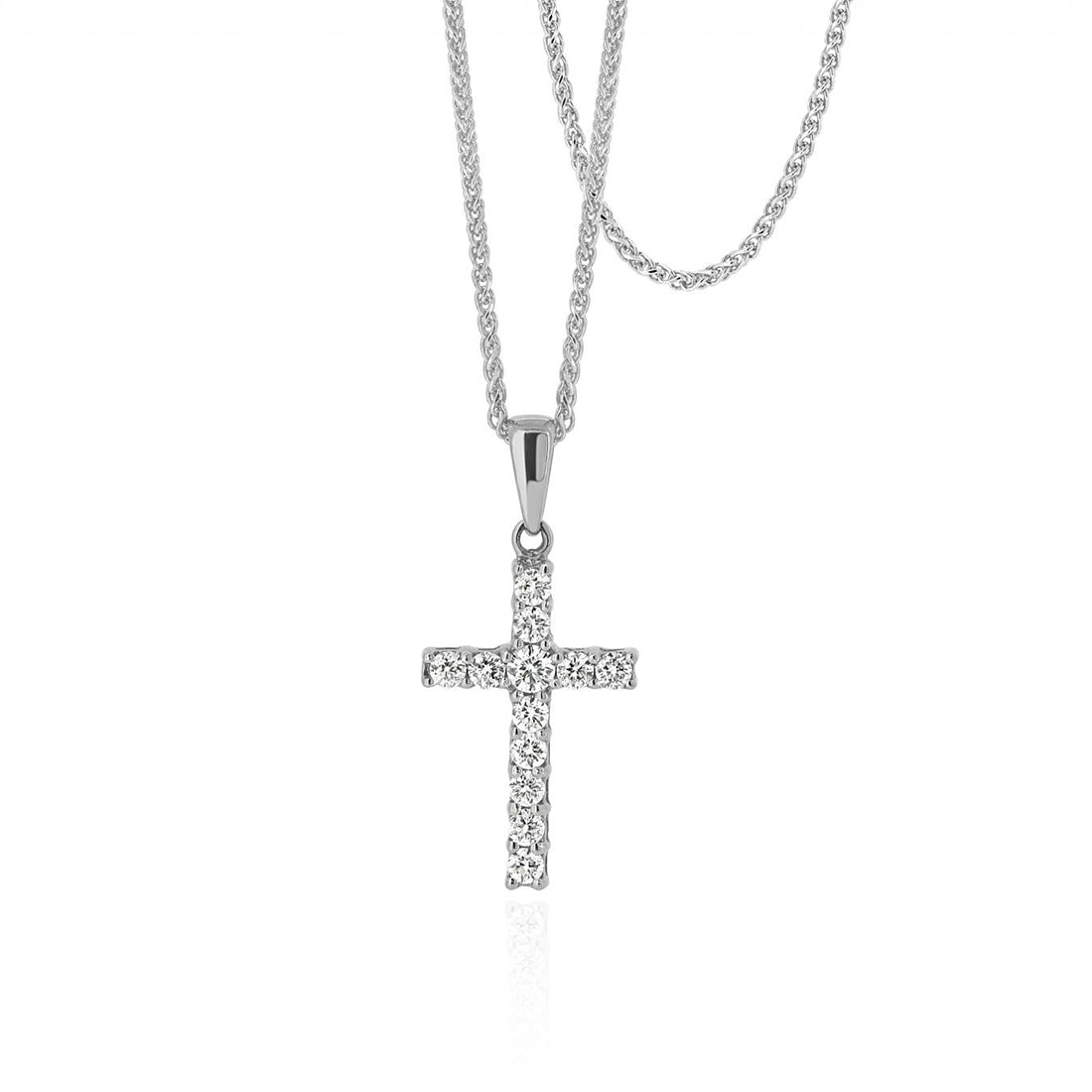 Dainty Cross Pendant with Mixed Round Diamonds