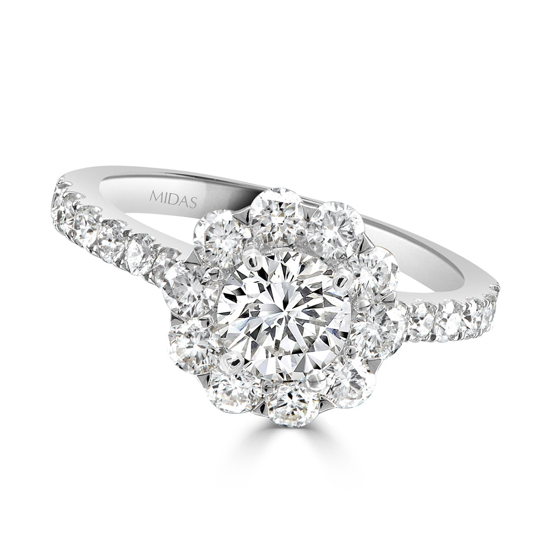 Diamond Halo Flower Engagement Ring