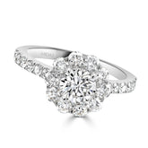 Round Brilliant Floral Halo Diamond Engagement Ring