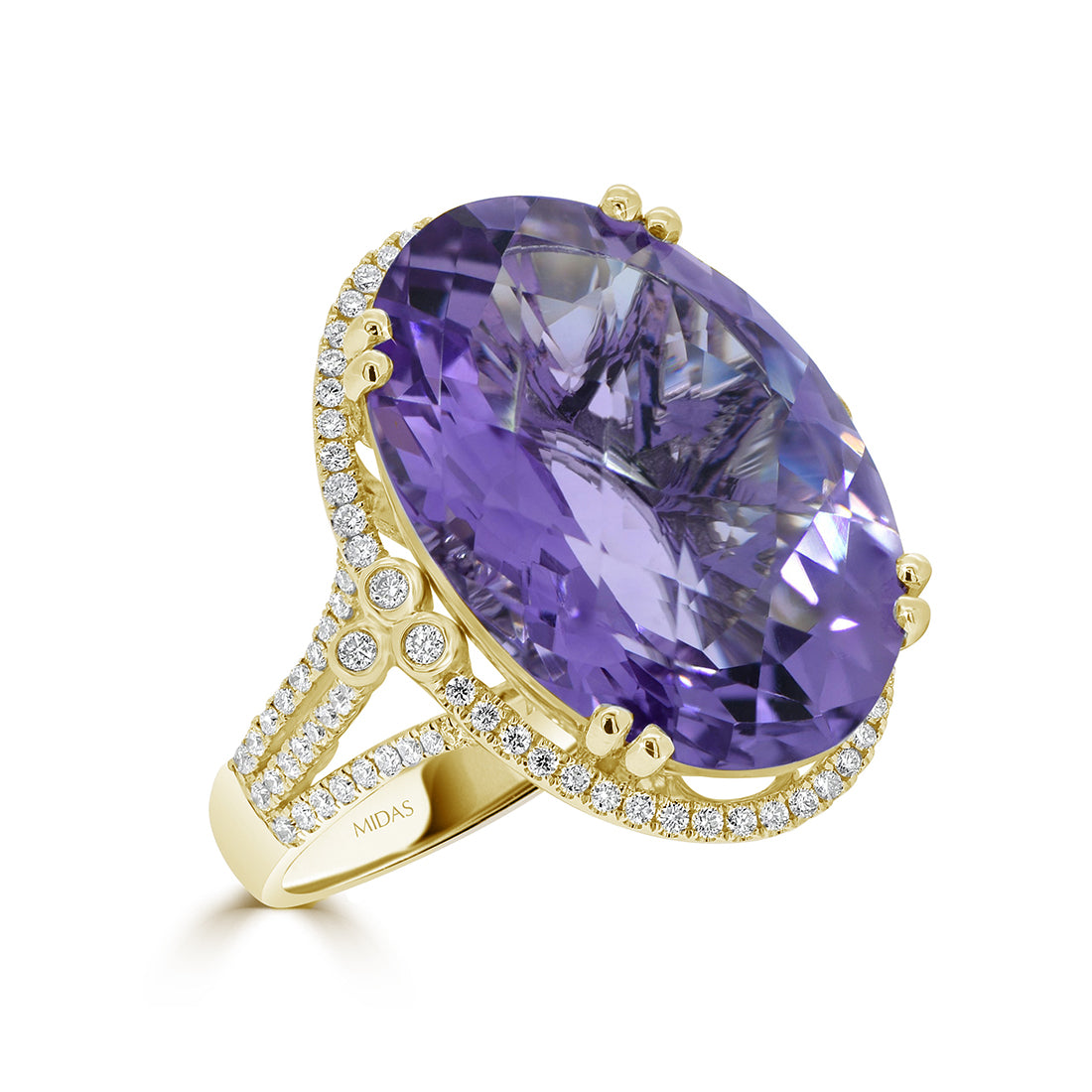 Oval Cut Amethyst and Diamond Halo Dress Ring