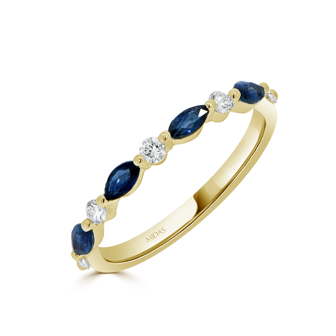 Marquise Cut Sapphire and Round Diamond Eternity Ring