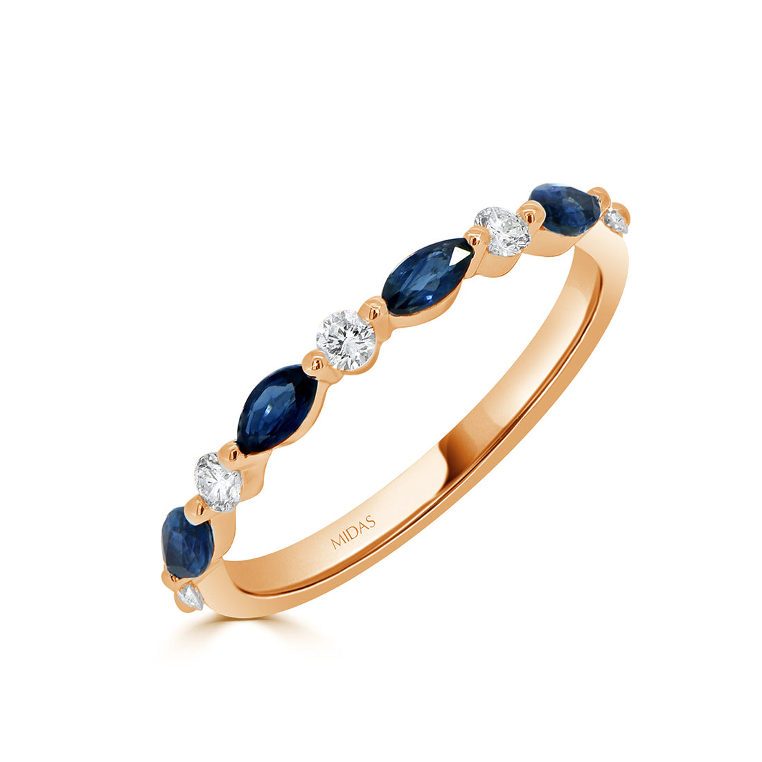 Marquise Cut Sapphire and Round Diamond Eternity Ring