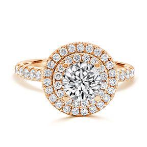 Round Brilliant Cut Double Halo Engagement Ring