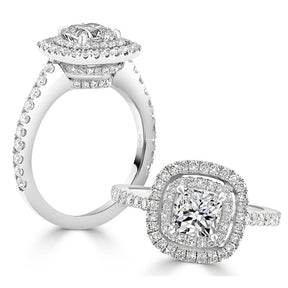 Hidden Halo Cushion Cut Diamond Ring