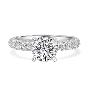 Elegant Round Brilliant Solitaire with Pave Diamond Engagement Ring