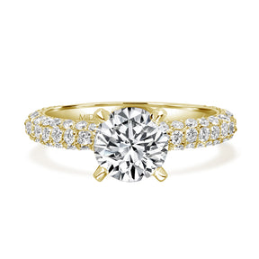 Elegant Round Brilliant Solitaire with Pave Diamond Engagement Ring