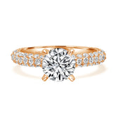 Round Brilliant Cut Pavé Solitaire Diamond Engagement Ring