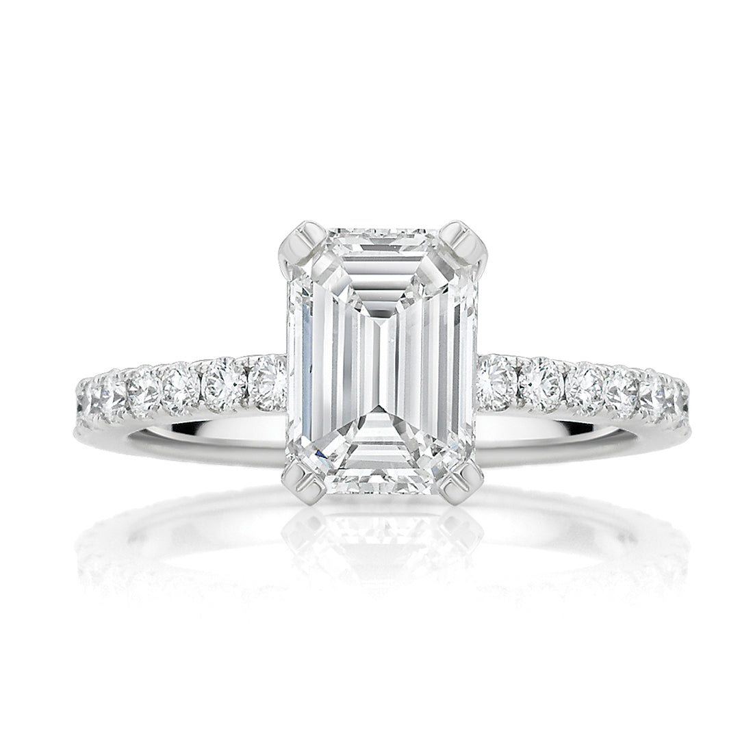 Emerald Cut Solitaire with Claw Shoulders Diamond Engagement Ring