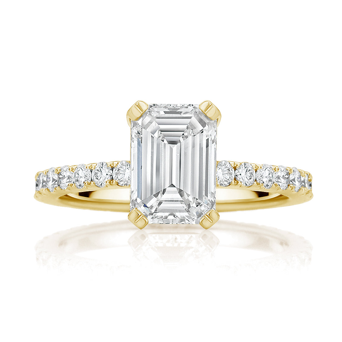 Emerald Cut Solitaire with Claw Shoulders Diamond Engagement Ring