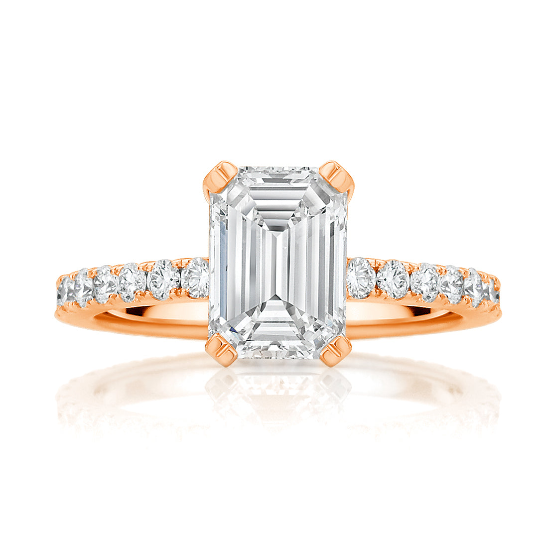 Emerald Cut Solitaire with Claw Shoulders Diamond Engagement Ring