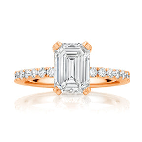 Emerald Cut Solitaire with Claw Shoulders Diamond Engagement Ring