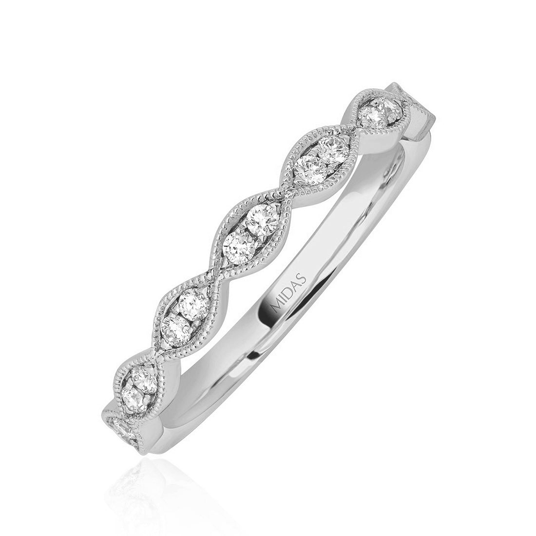 Marquise Cut Milgrain Diamond Infinity Wedding Band