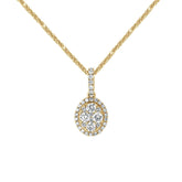 Oval Diamond Cluster Pendant with Halo