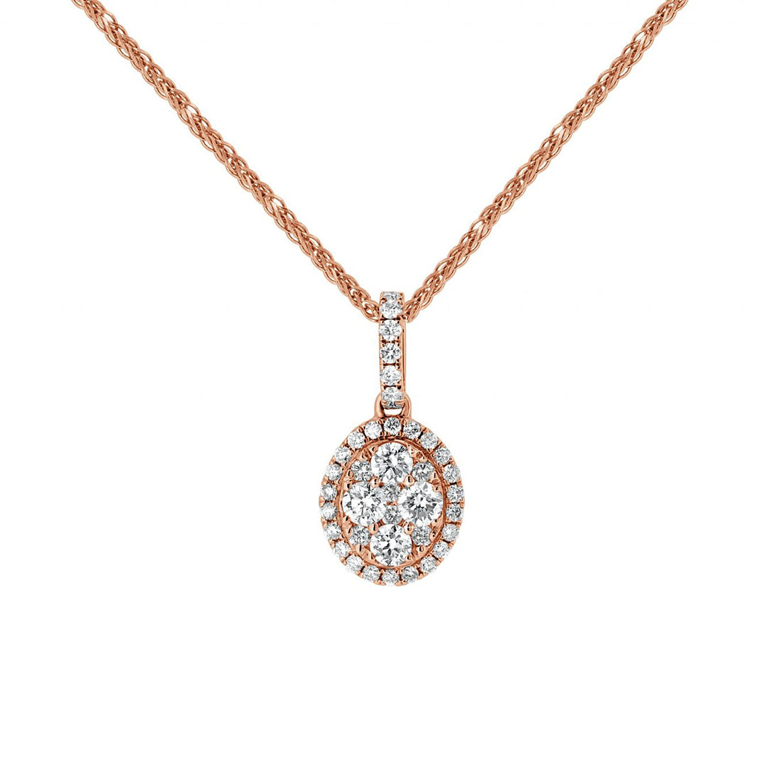 Oval Diamond Cluster Pendant with Halo