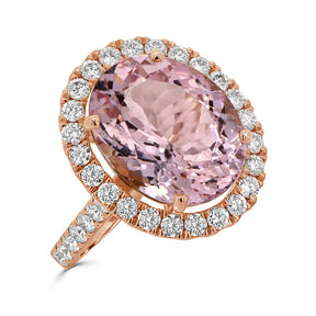 Oval Morganite with Round Diamond Ring