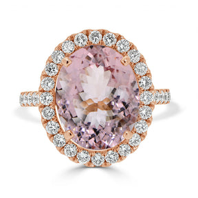 Oval Morganite with Round Diamond Ring