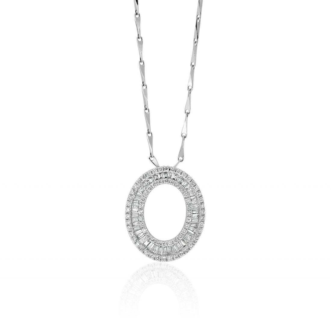 Oval Pendant with Baguette and Round Diamonds