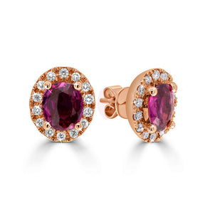 Oval Ruby and Diamond Studs