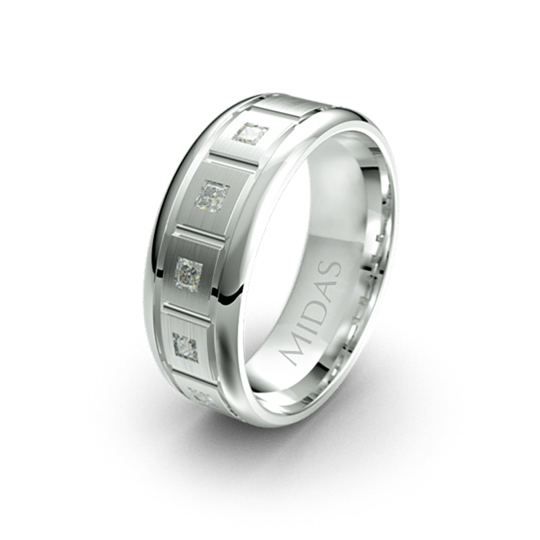 Panneled Wedding Band with Diamonds